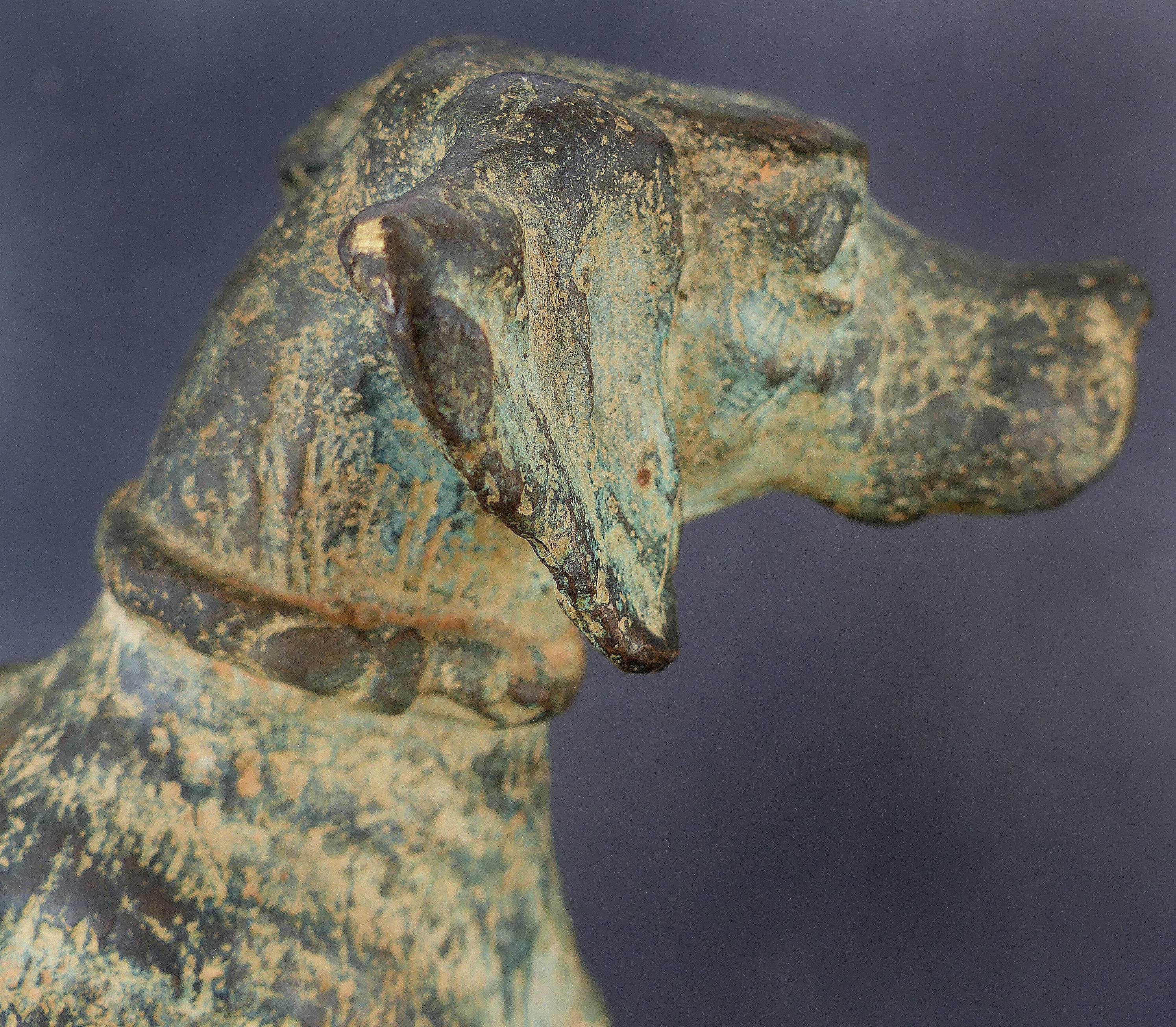 Vintage Bronze Sculpture of Two Hunting Dogs 2