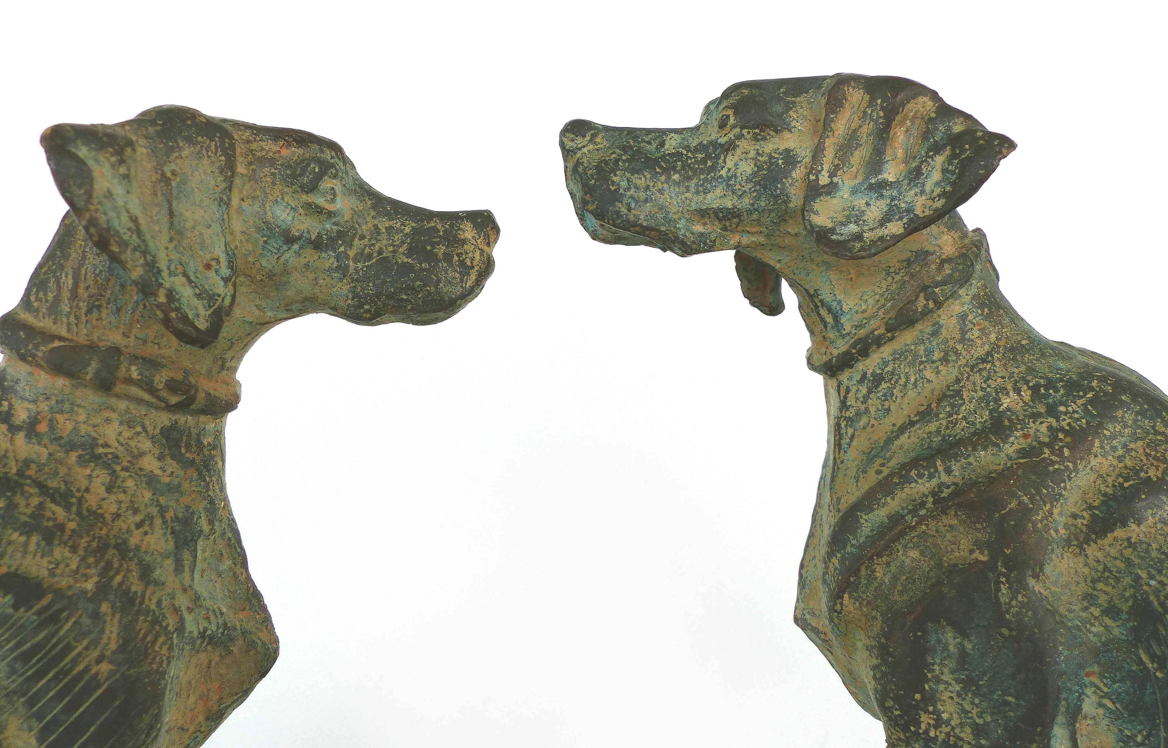 Vintage Bronze Sculpture of Two Hunting Dogs 3