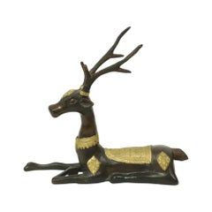 Vintage Bronze Sculpture Reclining Deer Sarreid Ltd 32cm