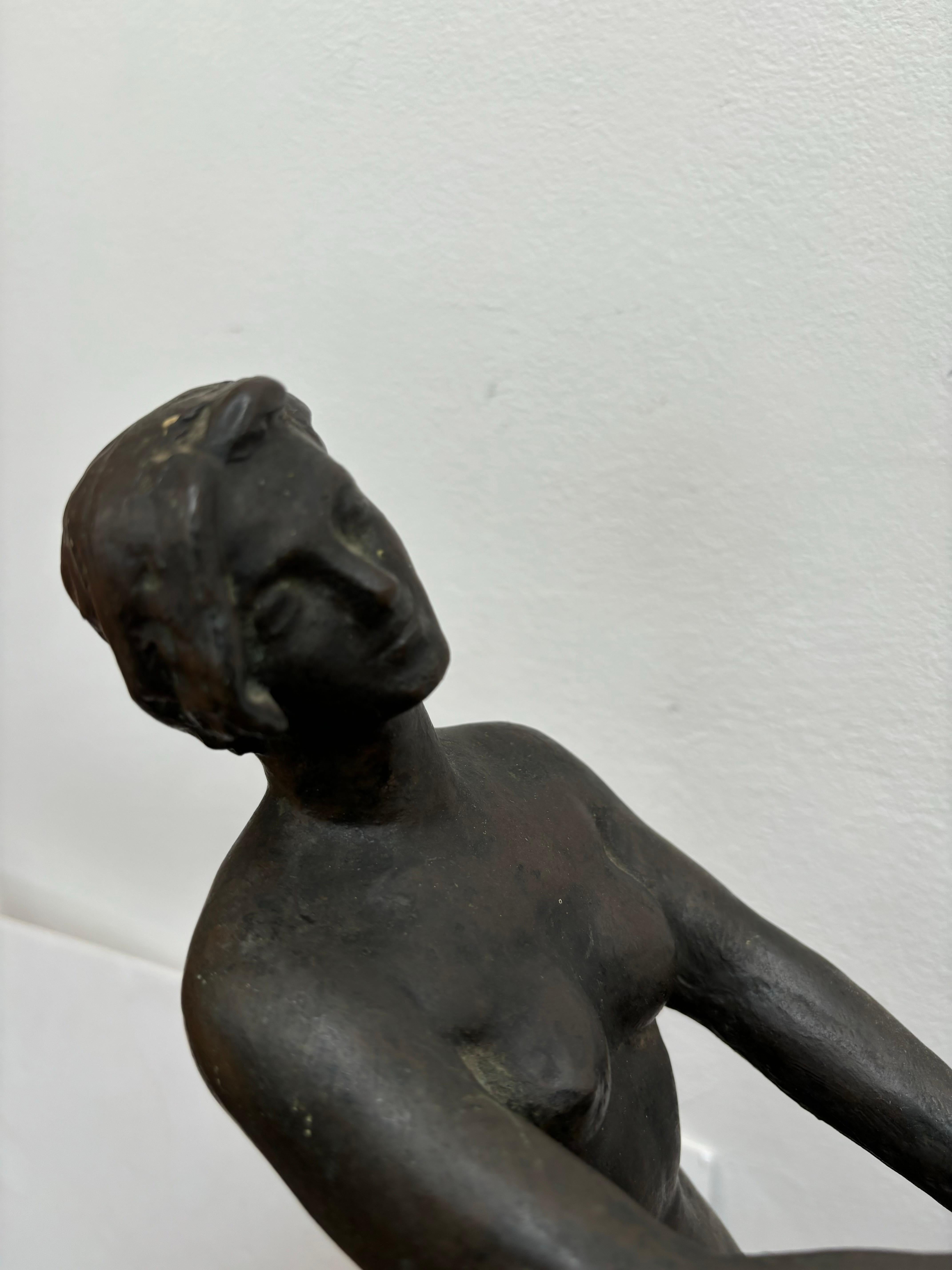 Scultura in bronzo vintage firmata Longuet in vendita 4