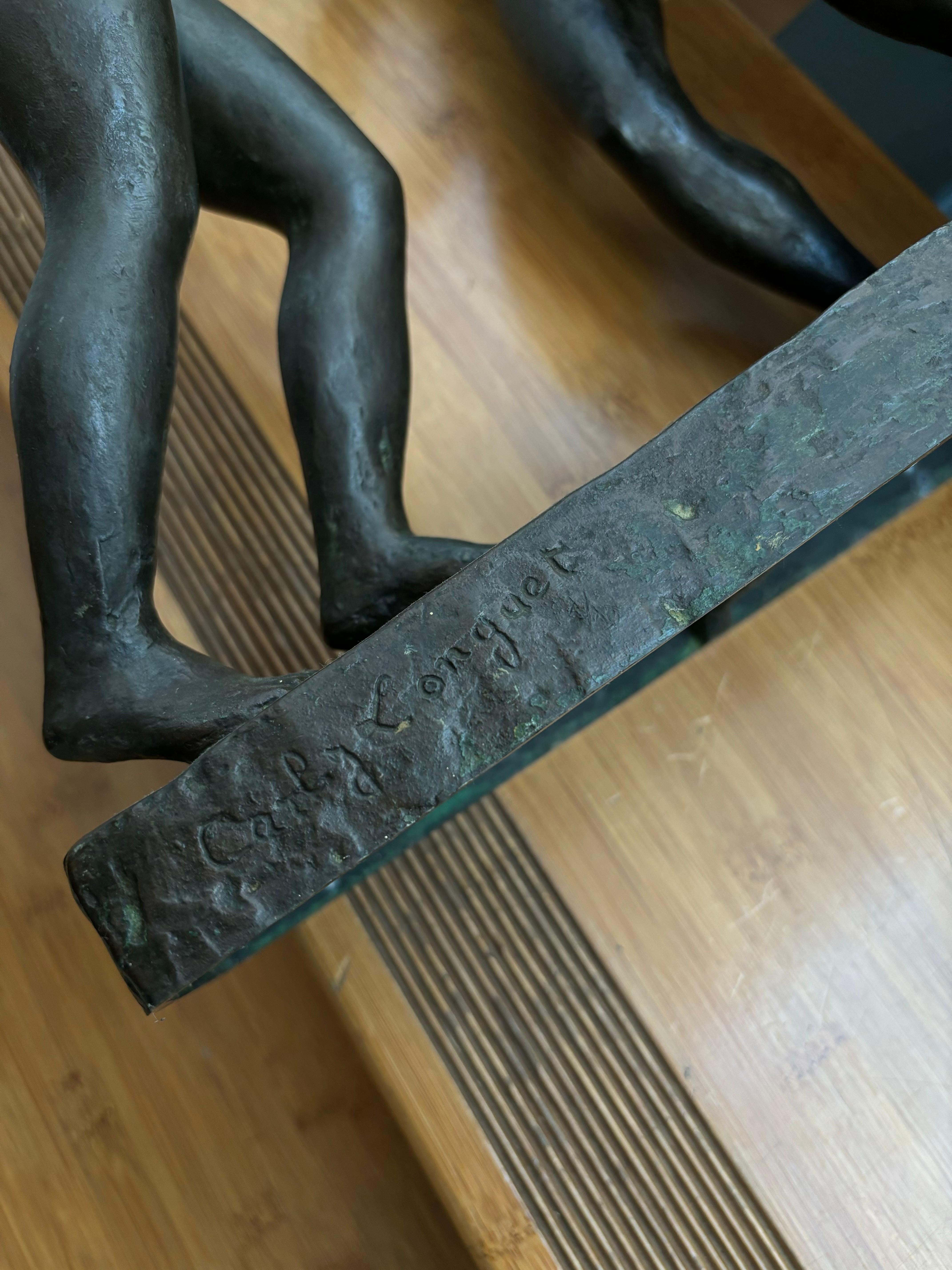 Scultura in bronzo vintage firmata Longuet in vendita 8