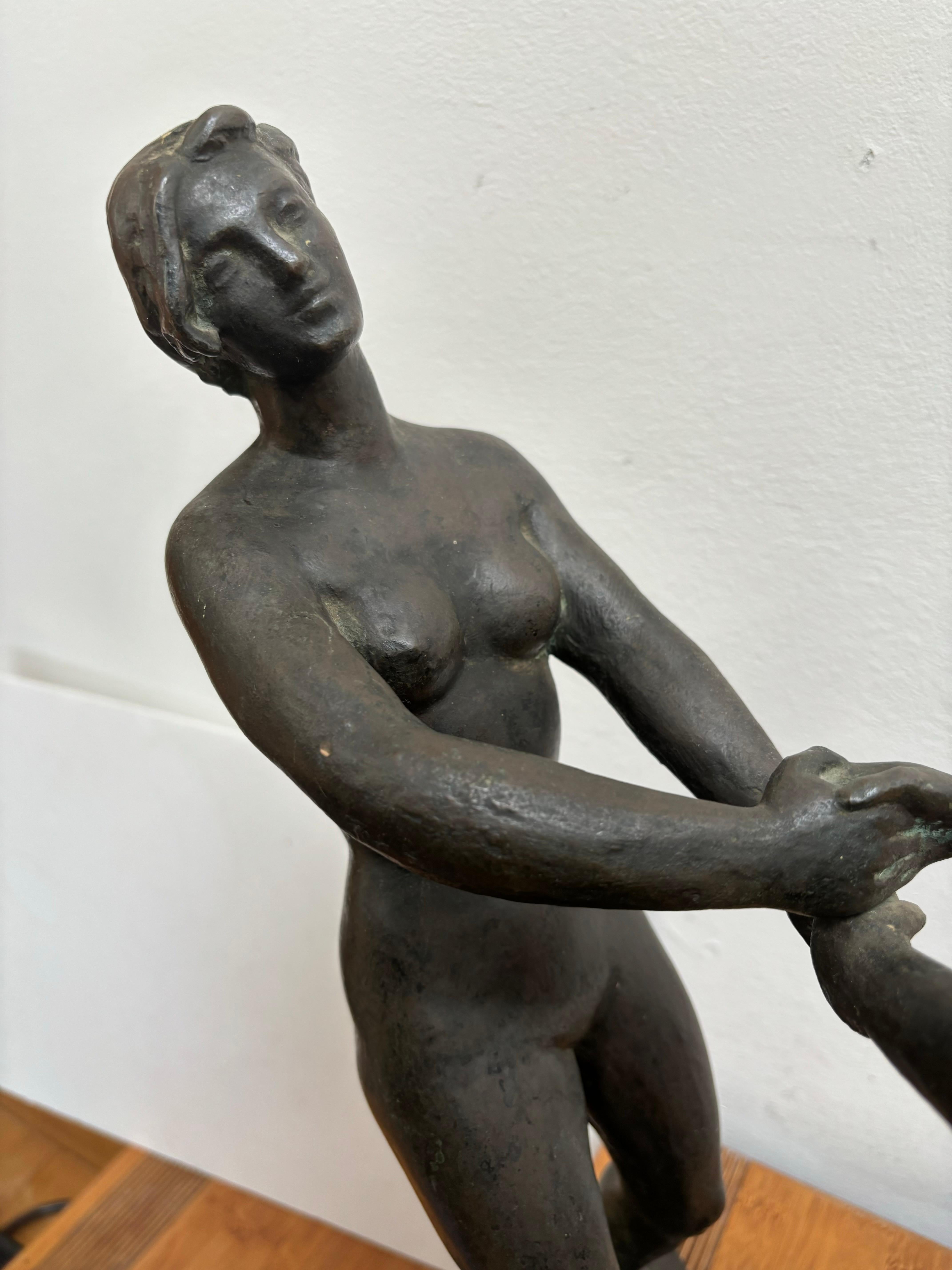 Scultura in bronzo vintage firmata Longuet In condizioni buone in vendita a CANNES, FR