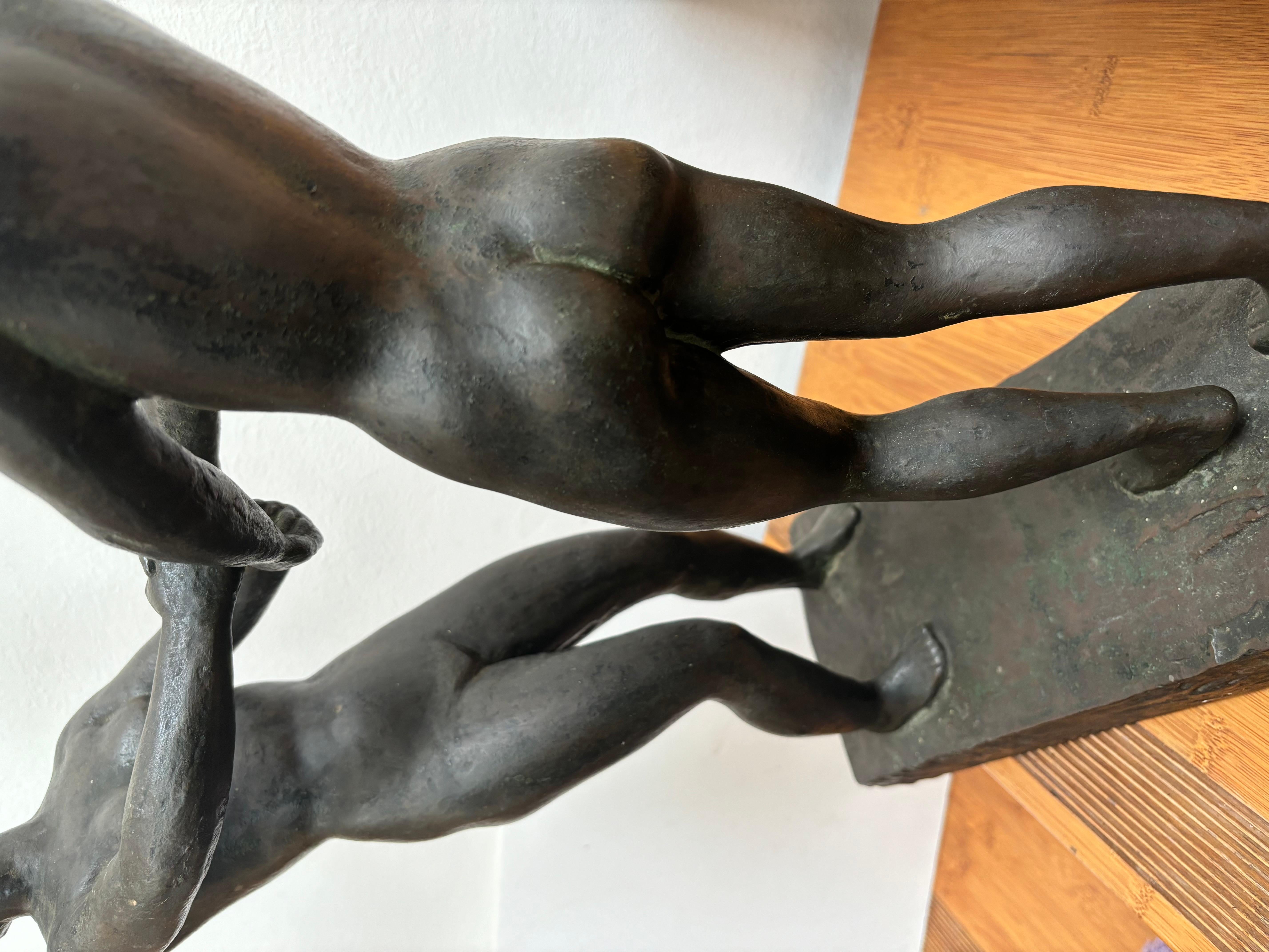 XX secolo Scultura in bronzo vintage firmata Longuet in vendita