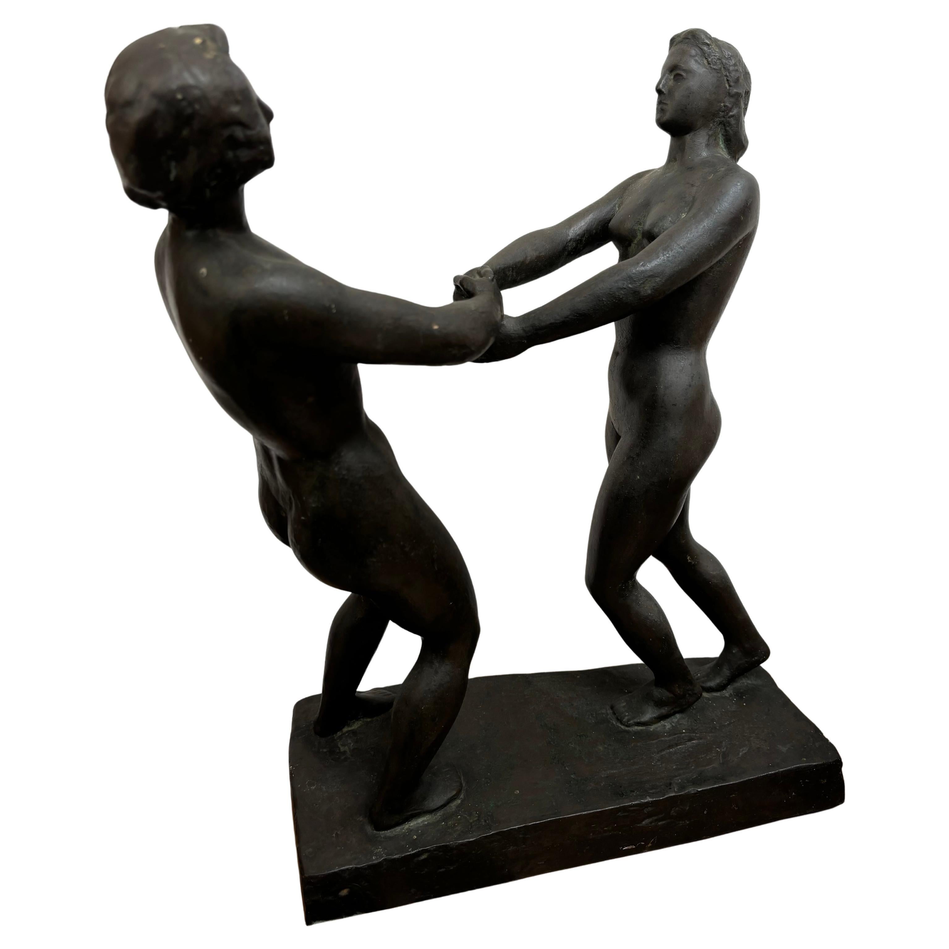 Escultura vintage de bronce firmada Longuet