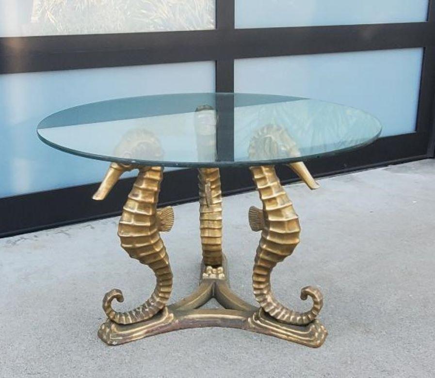 Table basse sculptée en bronze vintage avec plateau en verre d'origine en vente 7