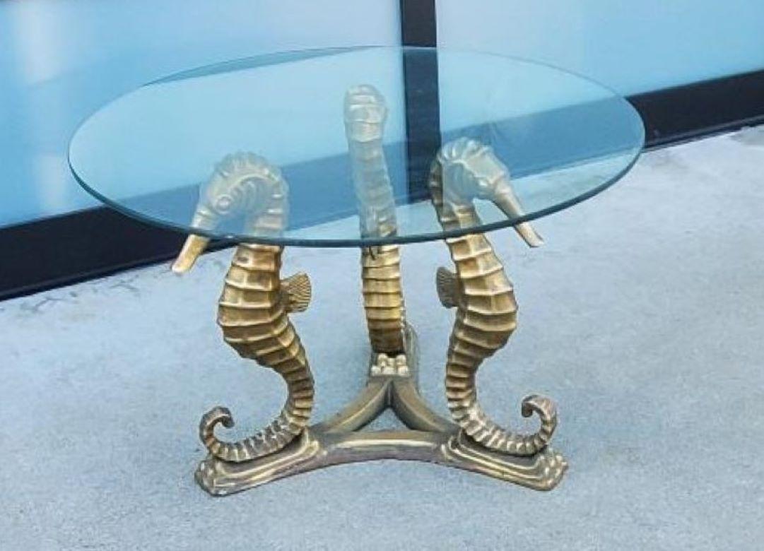 Américain Table basse sculptée en bronze vintage avec plateau en verre d'origine en vente