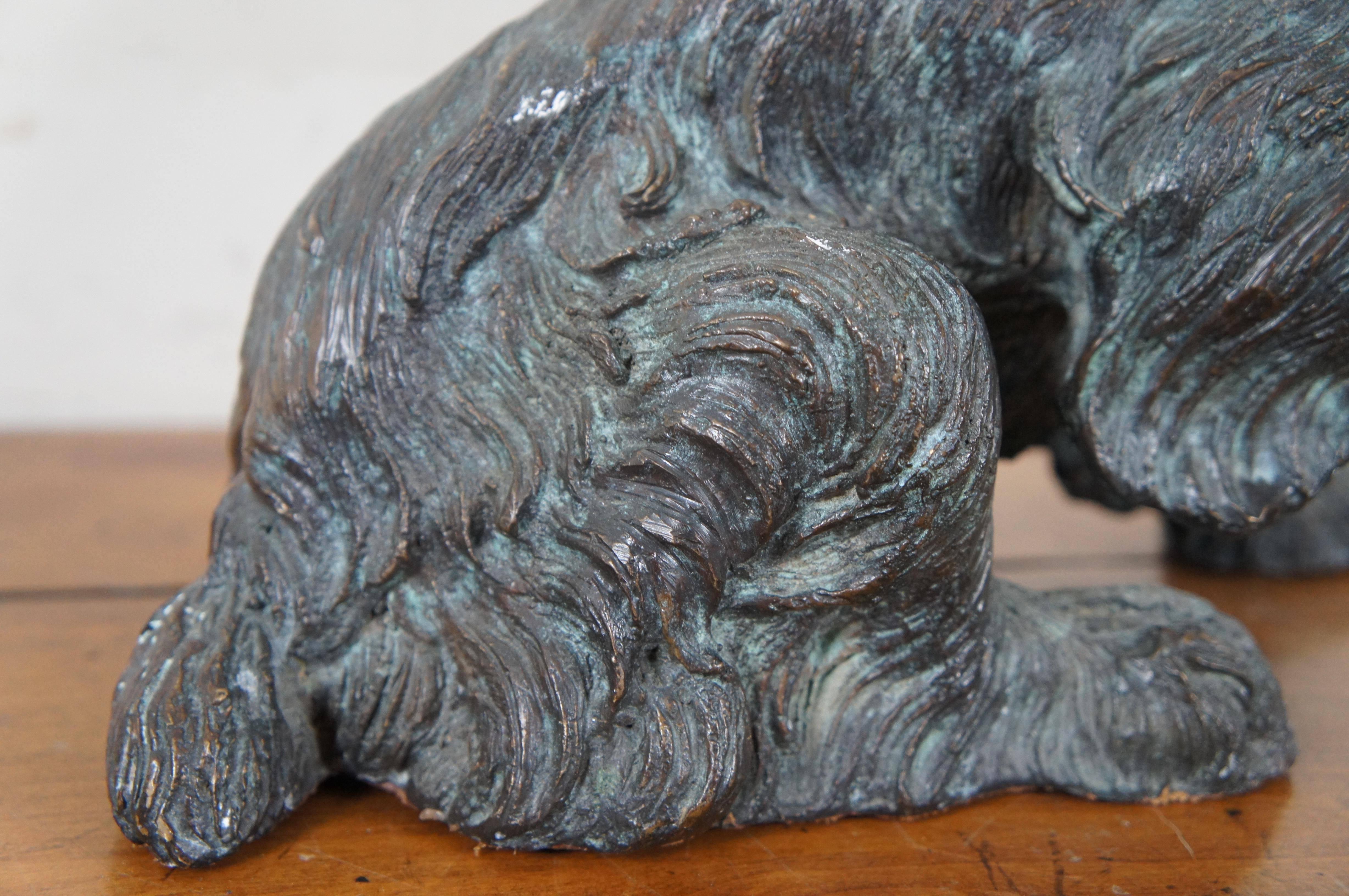 Vintage Bronze Seated English Cocker Spaniel Puppy Dog Statue Sculpture For Sale 3