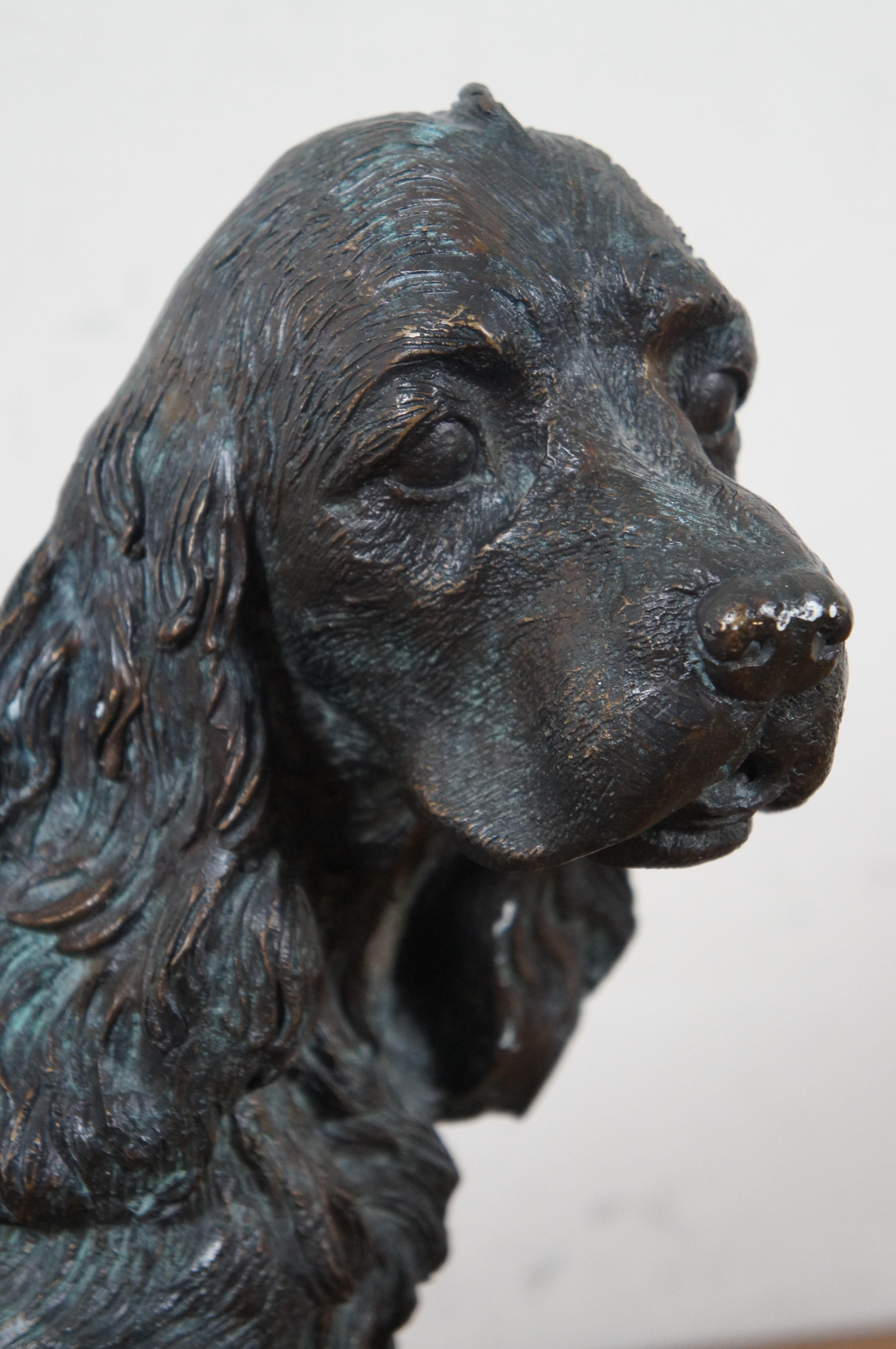 Vintage Bronze Seated English Cocker Spaniel Puppy Dog Statue Sculpture For Sale 2