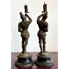 Vintage Bronze Soilder Statue - Set of 2