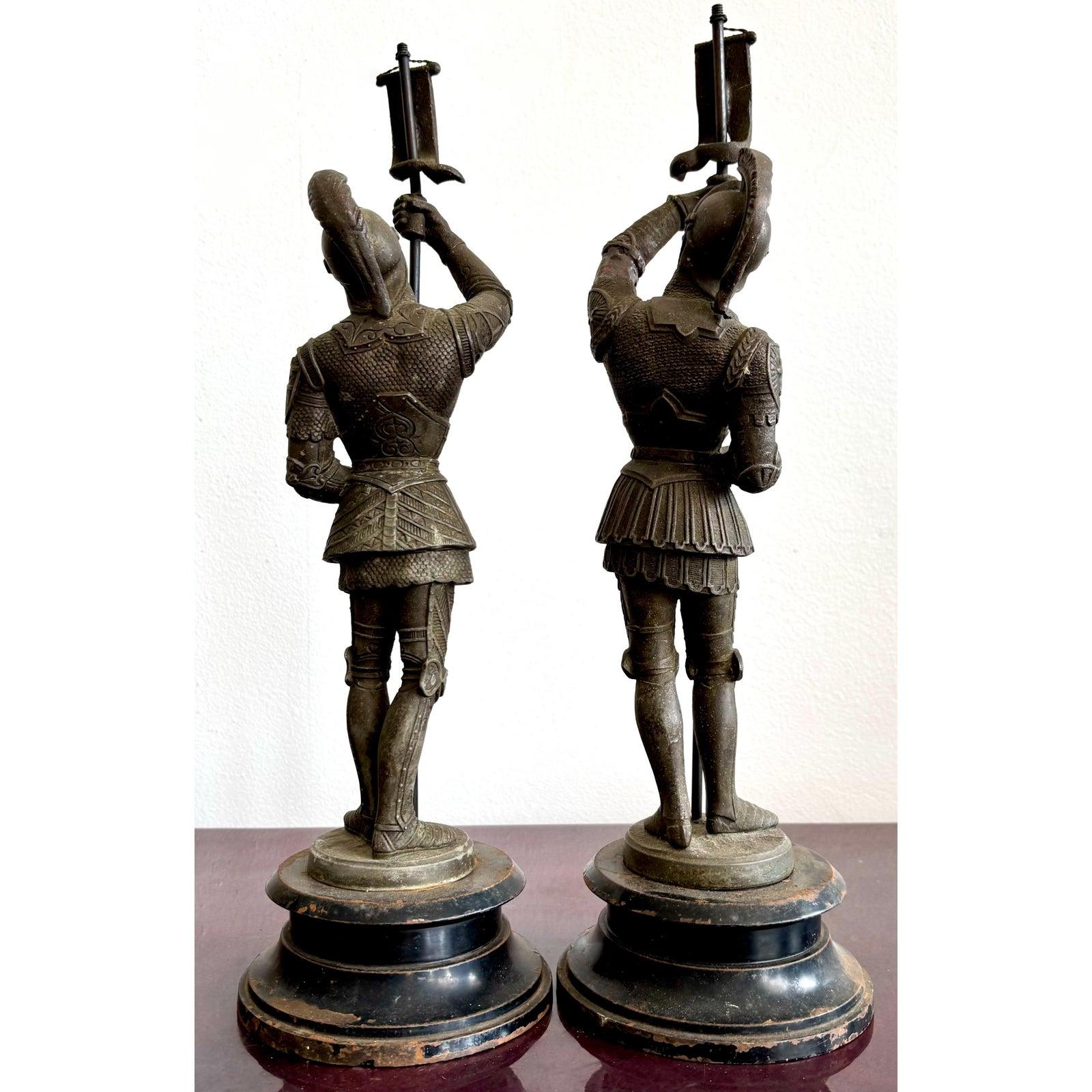 Statua di bronzo vintage di Soilder - Set di 2 in vendita 2