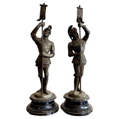 Vintage Bronze Soilder Statue - Set of 2