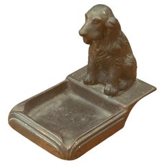 Vintage Bronze Sporting Dog Pipe Stand with Catchall Tray
