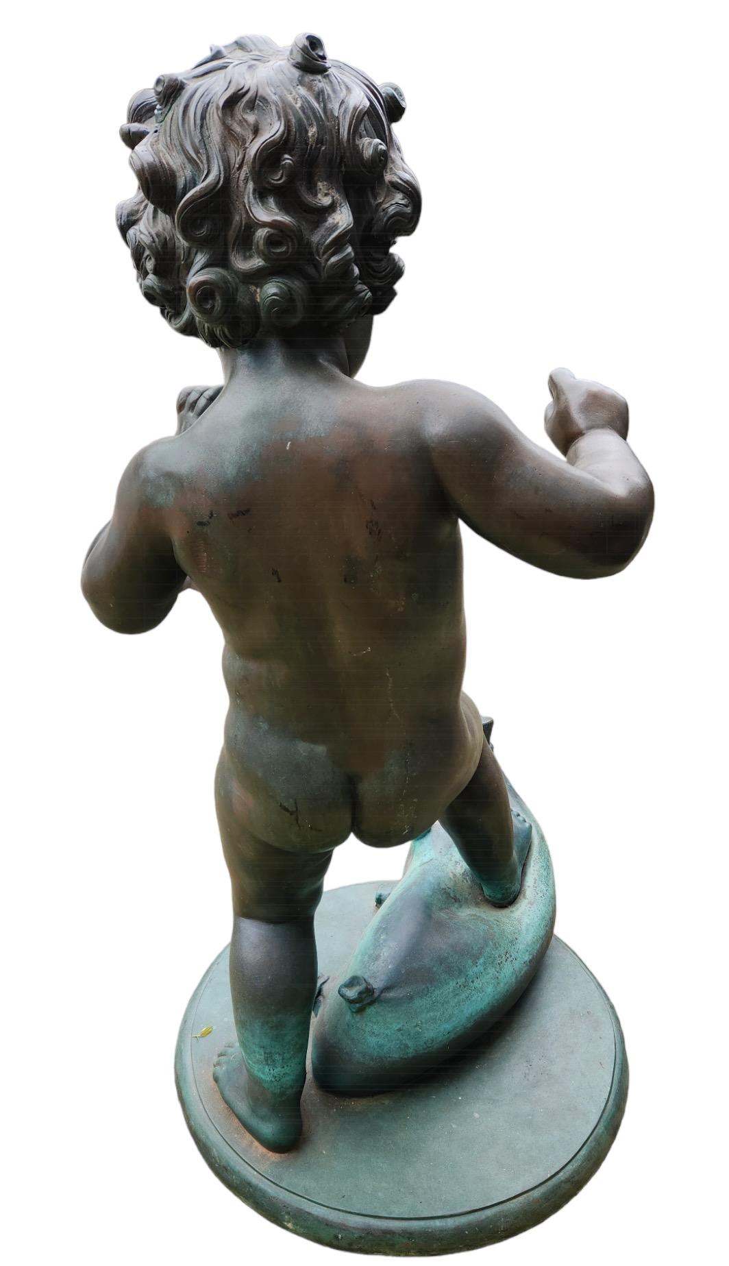 Italian Vintage Bronze Statue/Fountain of Boy For Sale