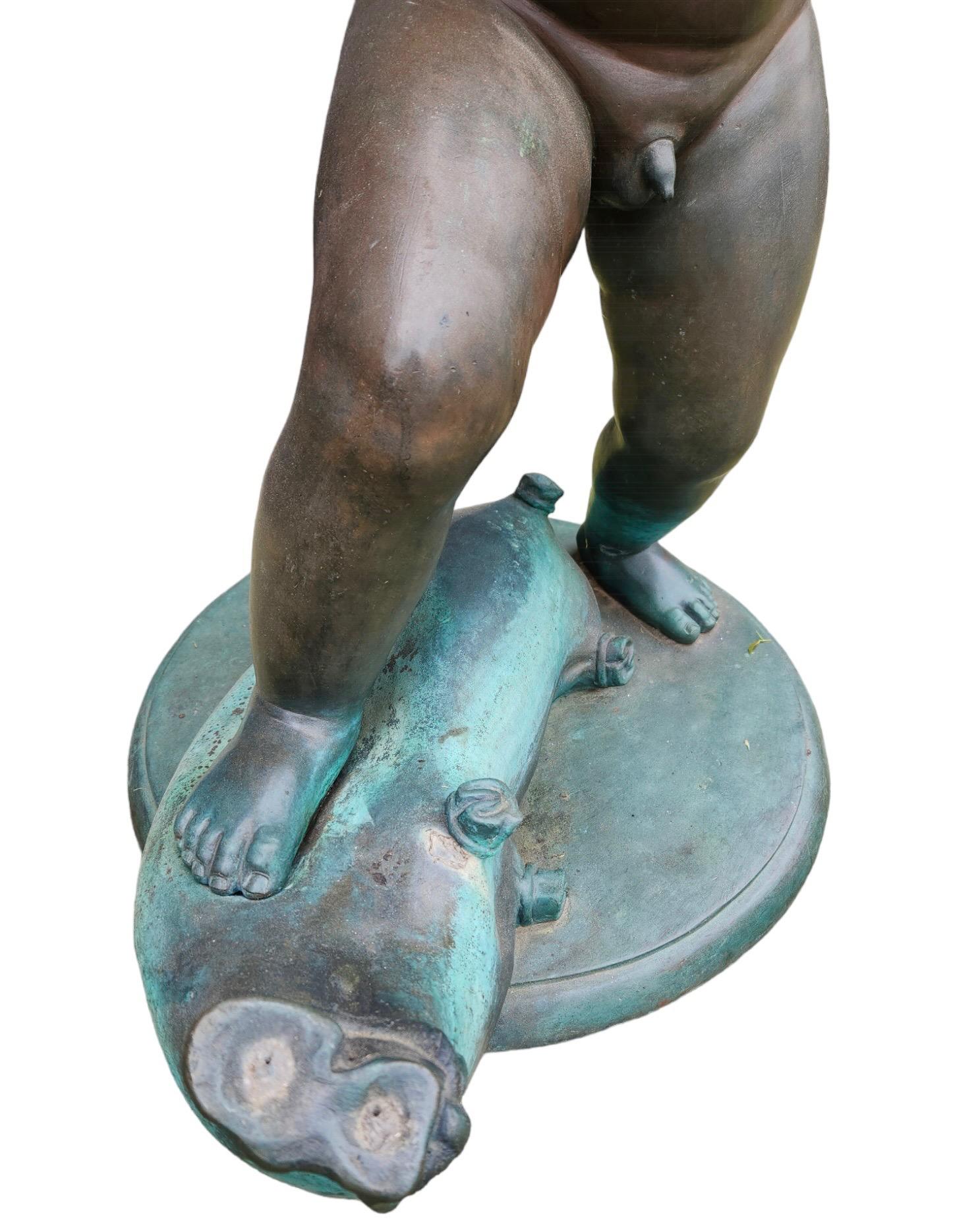 Vintage Bronze Statue/Fountain of Boy In Good Condition For Sale In Los Angeles, CA
