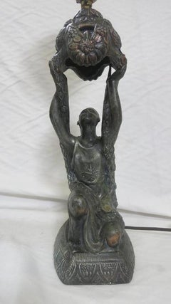 Art Deco Spelter Joan of Arc Table Lamp by La Belle