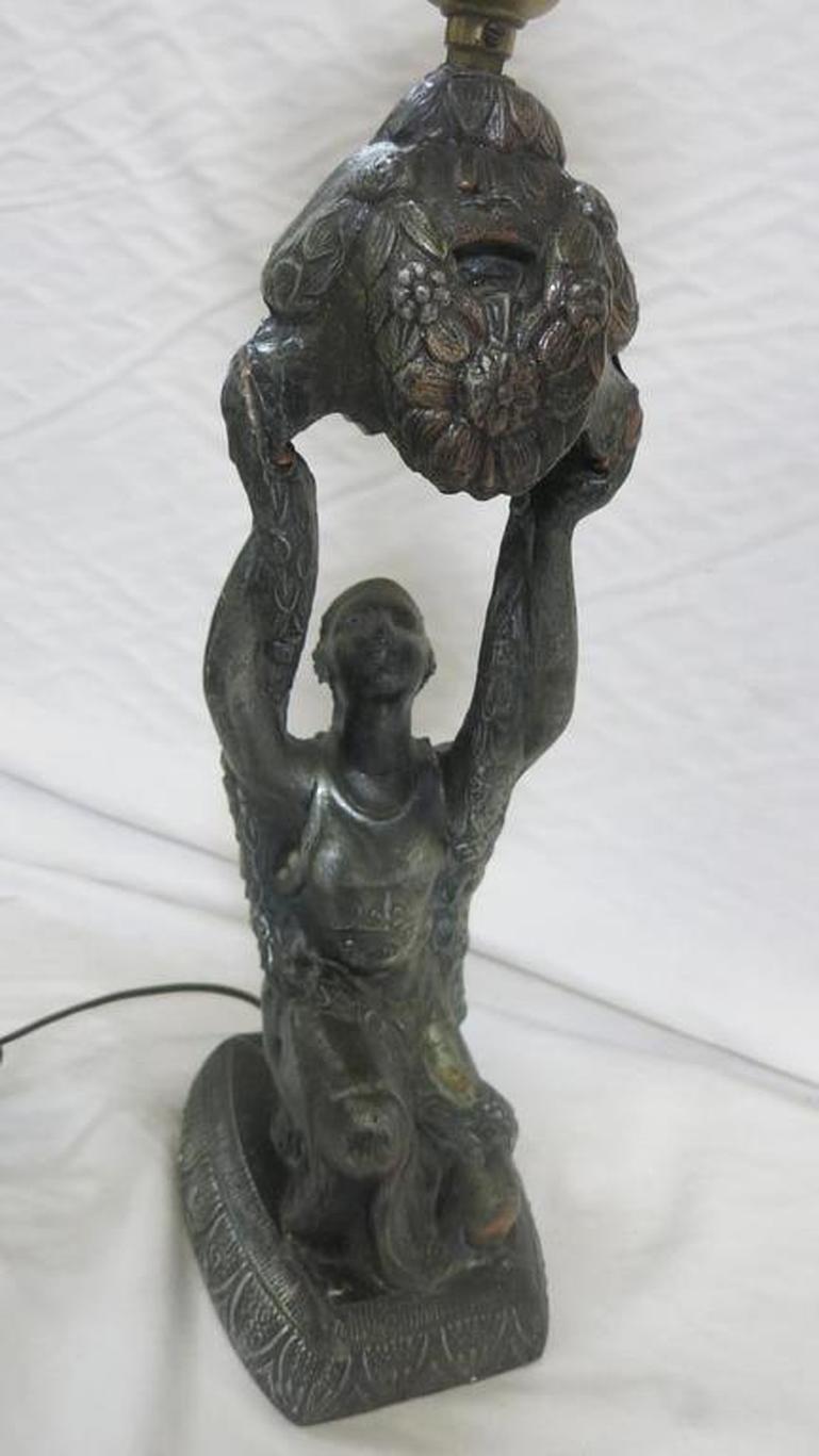 Art Deco Spelter Joan of Arc Table Lamp by La Belle 1