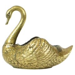 Vintage Bronze Swan Flower Pot France 1950s