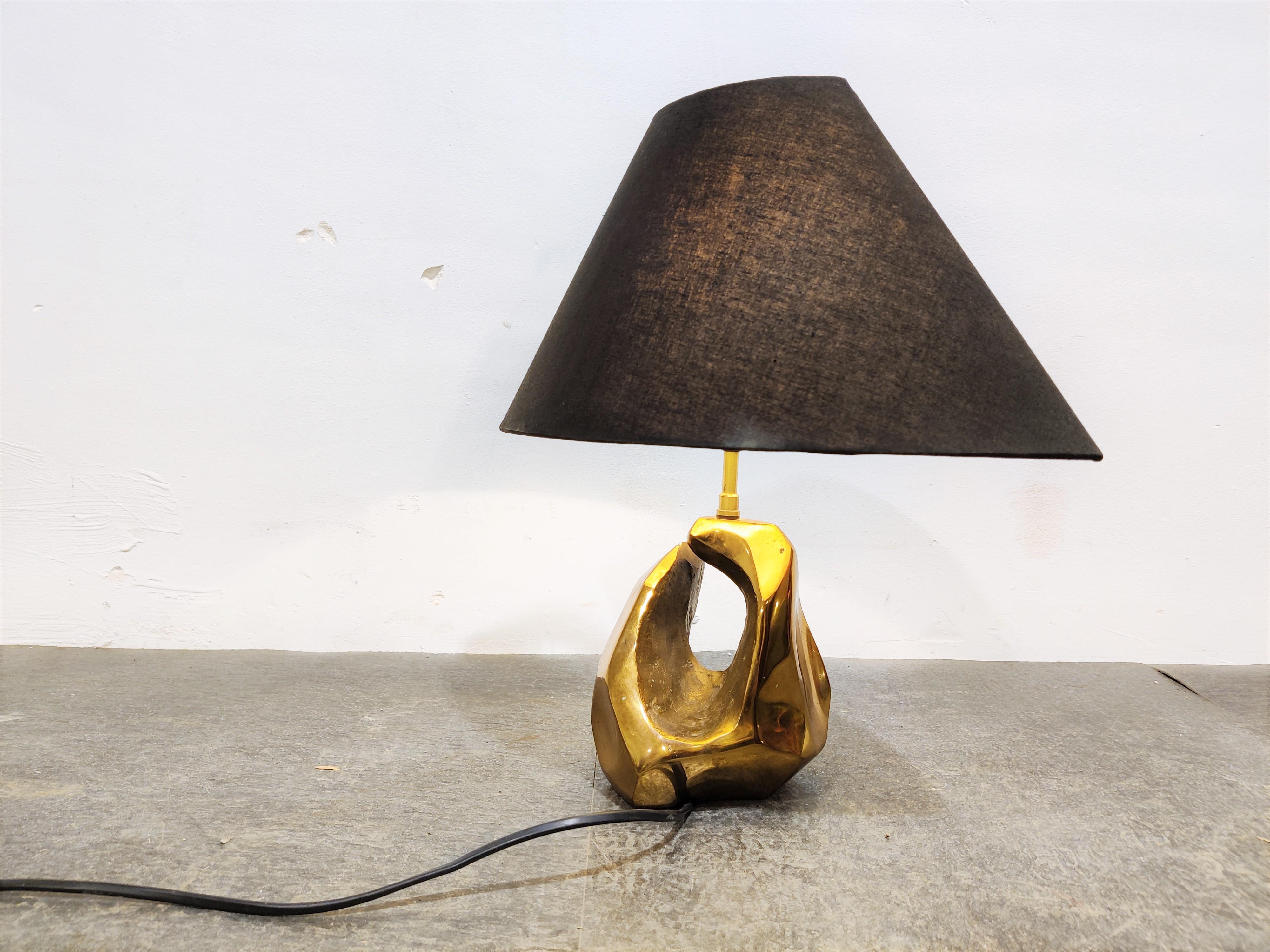 Vintage Bronze Table Lamp by Michel Jaubert, 1970s In Good Condition In HEVERLEE, BE