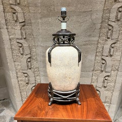 Vintage Bronze Table Lamp Porcelain Egg Shell