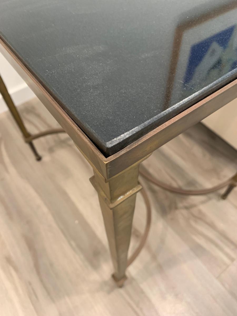 Post-Modern Vintage Bronze Table with Slate Top
