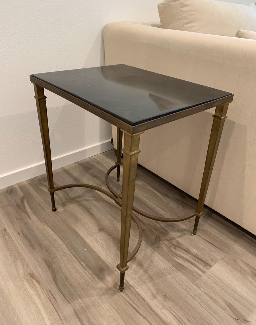 20th Century Vintage Bronze Table with Slate Top