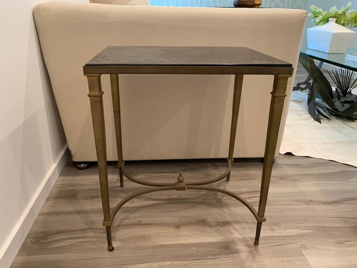 Vintage Bronze Table with Slate Top 2