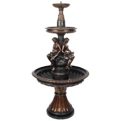 Vintage Bronze Three-Tier Free Standing or Pond Garden Fountain, 20th Century