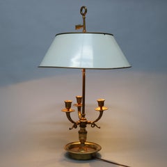 Vintage Bronze Tole French Empire Style Table Lamp:: Three Horn Form Arms