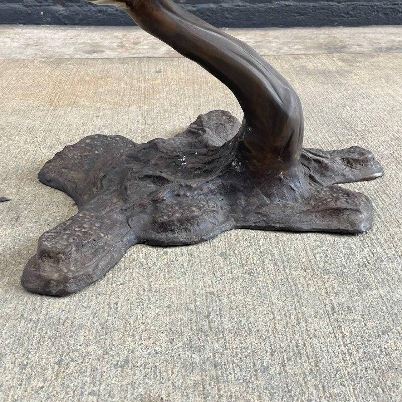 Vintage Bronze Tree Sculpture Coffee Table with Glass Top 4