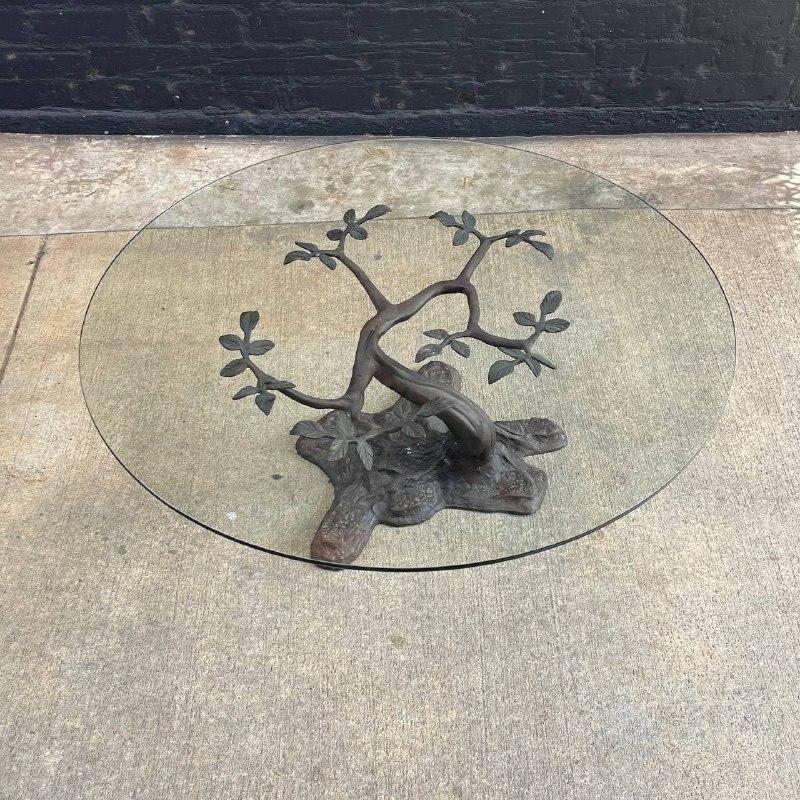 Vintage Bronze Tree Sculpture Coffee Table with Glass Top

Original Vintage Condition

Dimensions: 16.25”H x 41.25”W x 41.25”D
