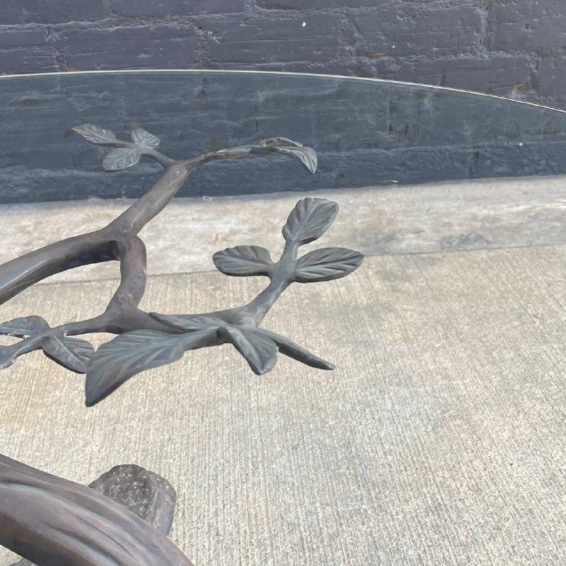 Vintage Bronze Tree Sculpture Coffee Table with Glass Top 2