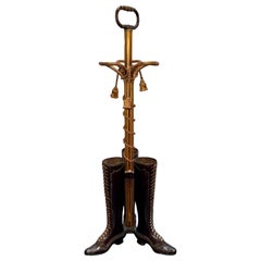 Vintage Bronze Umbrella Stand in the Shape of Boots