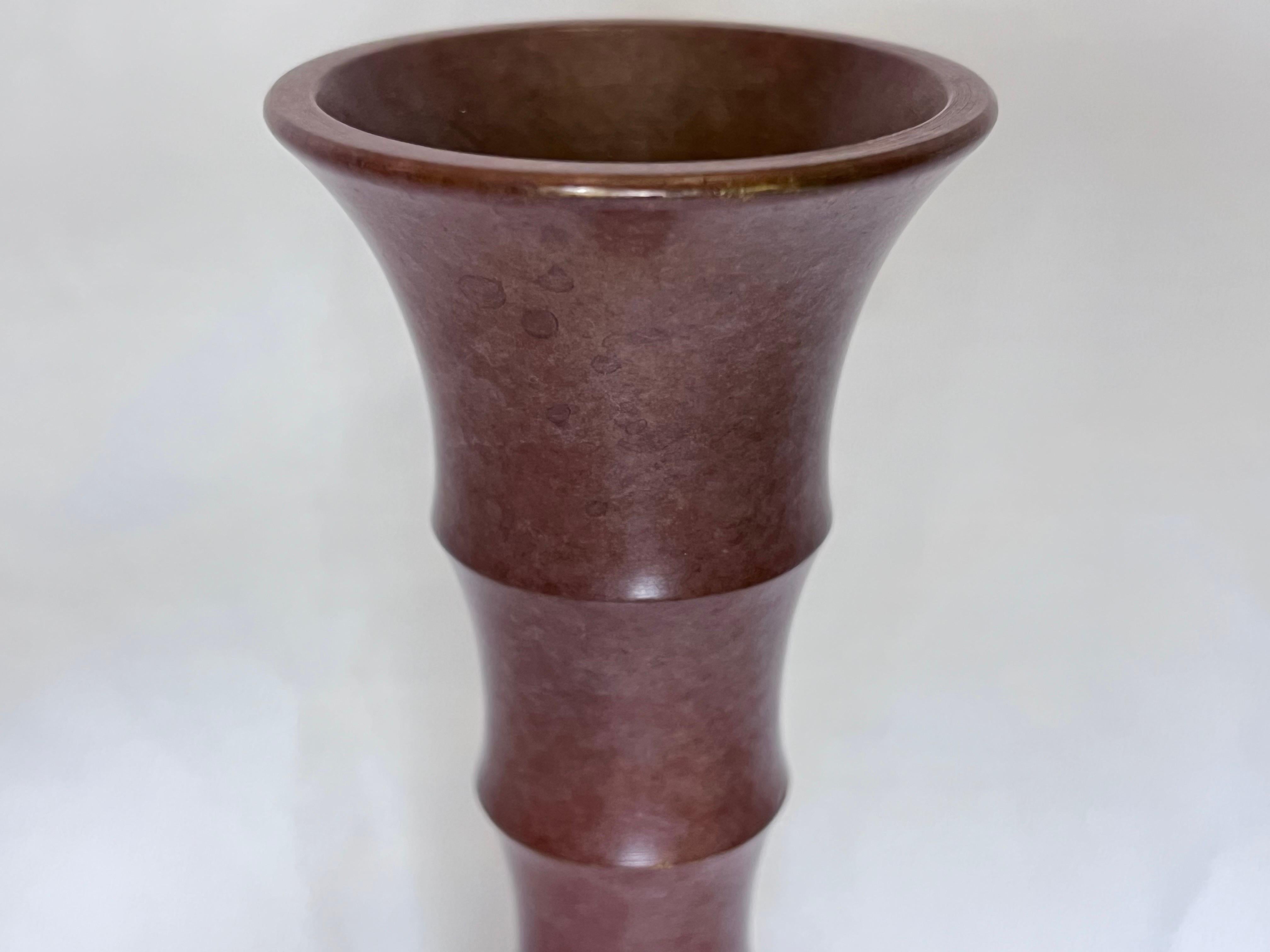 American Vintage Bronze Vase Brancusi Inspired Organic Modern Architectural Detail Finish For Sale