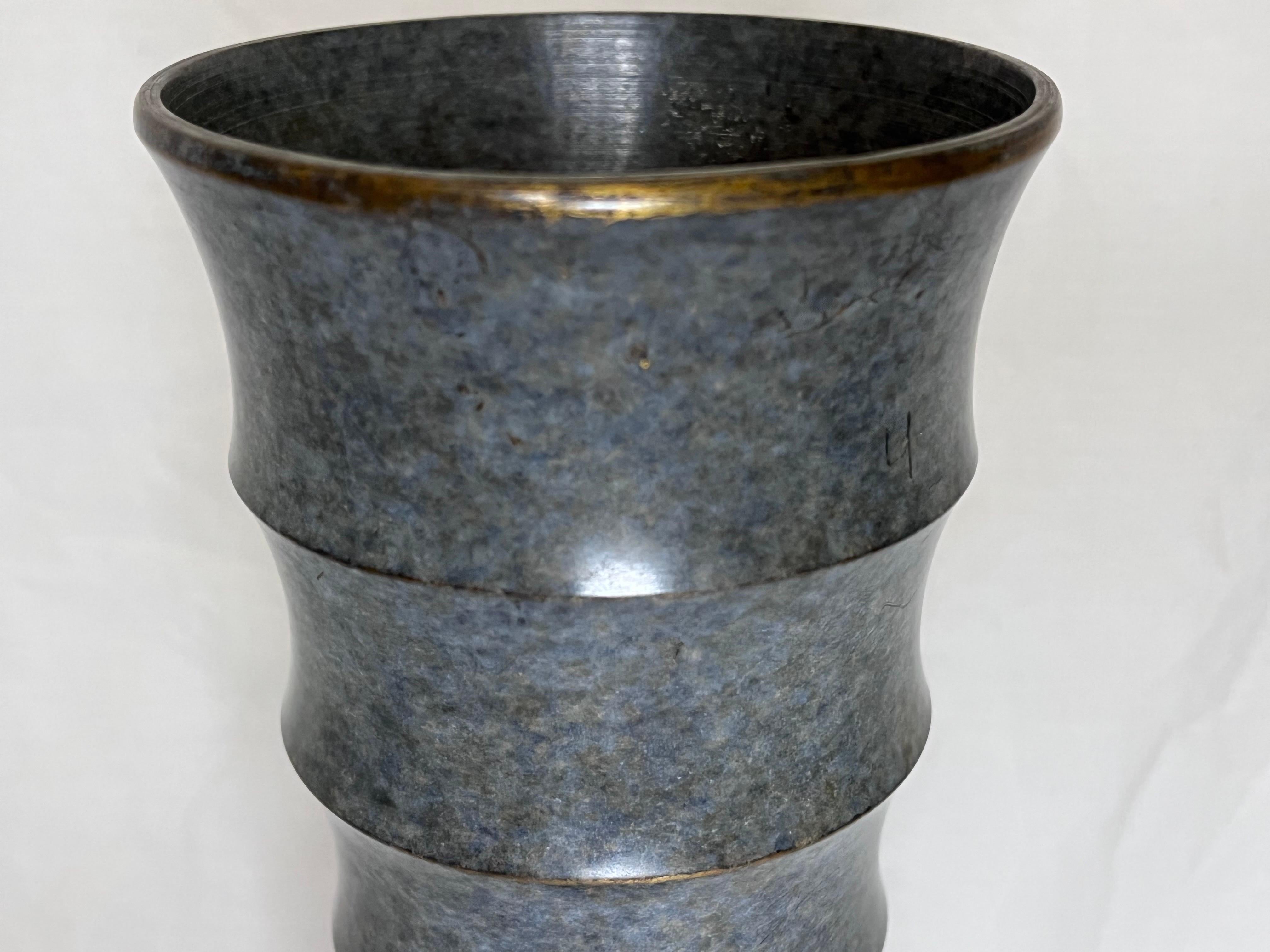 American Vintage Bronze Vase Brancusi Inspired Organic Modern Architectural Detail Finish For Sale