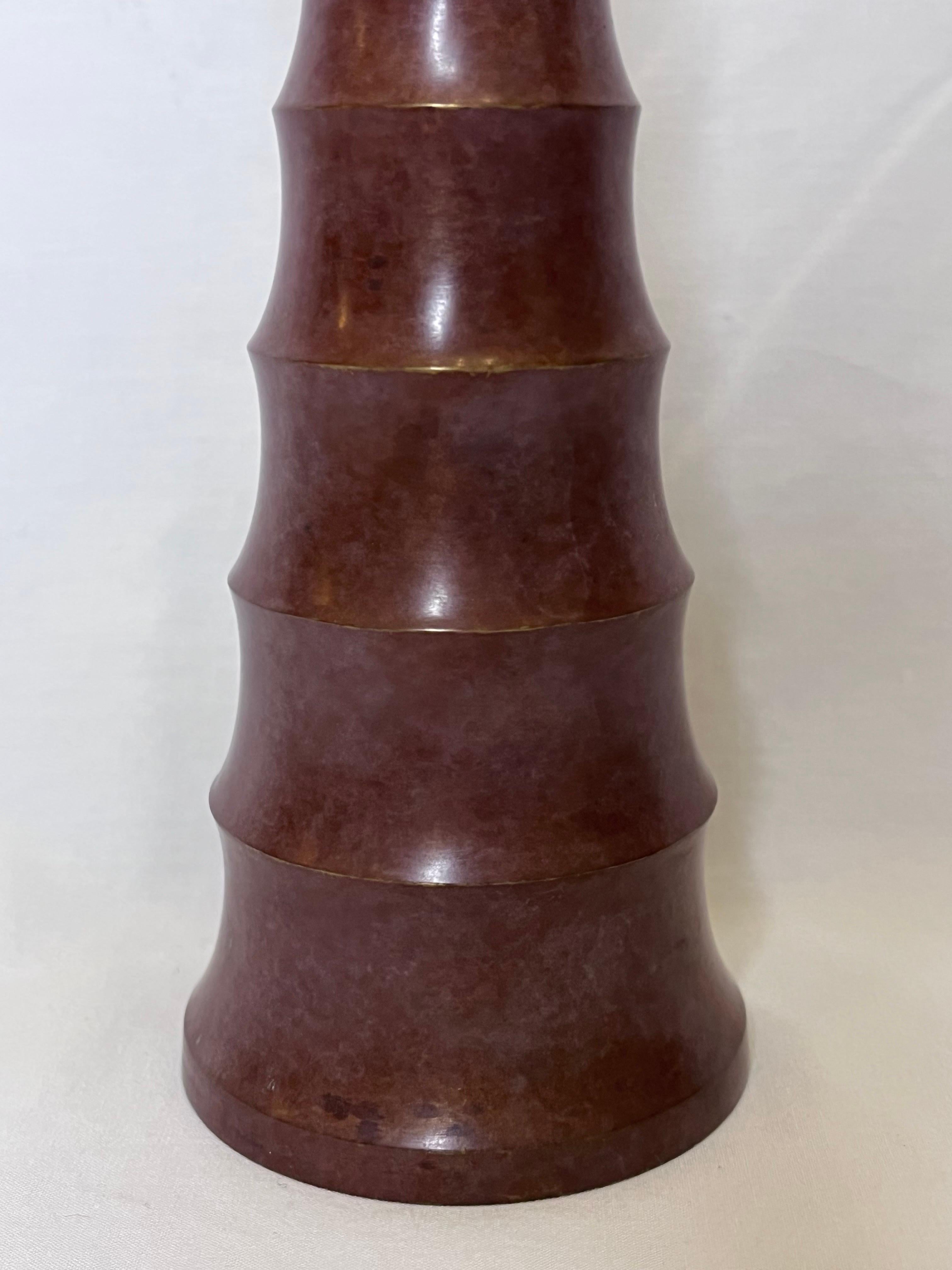 Vintage Bronze Vase Brancusi Inspired Organic Modern Architectural Detail Finish In Good Condition For Sale In Atlanta, GA