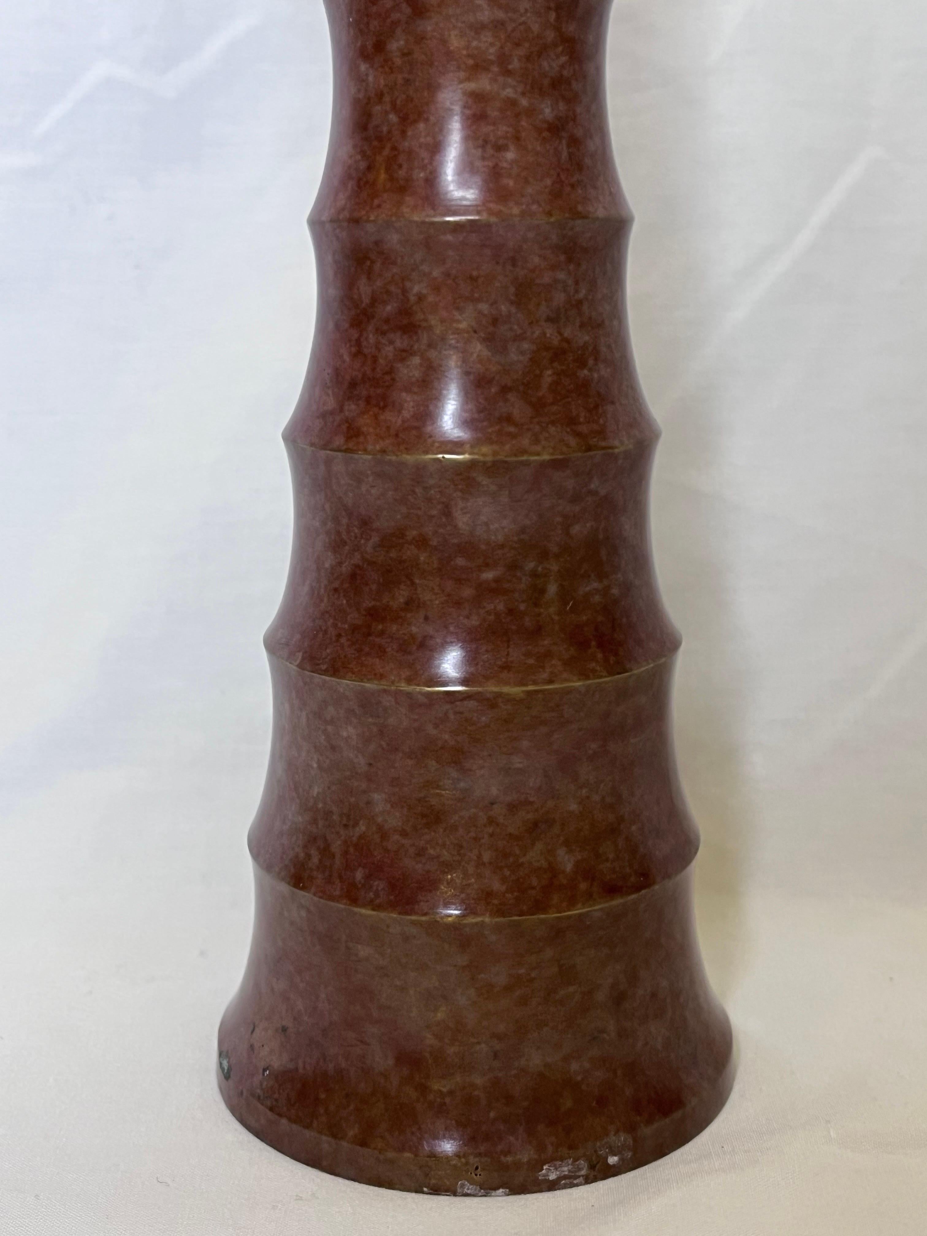 Vintage Bronze Vase Brancusi Inspired Organic Modern Architectural Detail Finish In Good Condition For Sale In Atlanta, GA