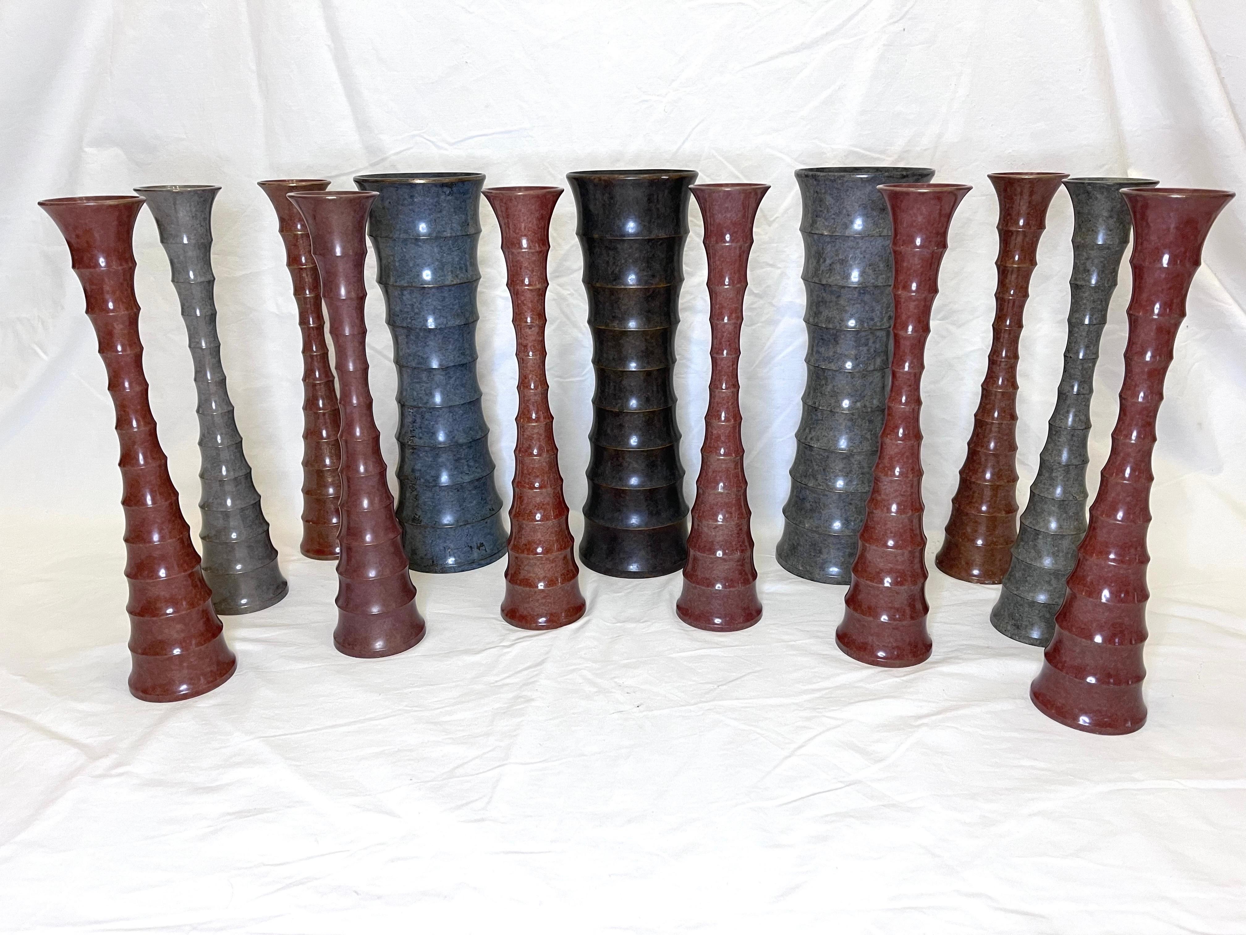 Metal Vintage Bronze Vase Brancusi Inspired Organic Modern Architectural Detail Finish For Sale
