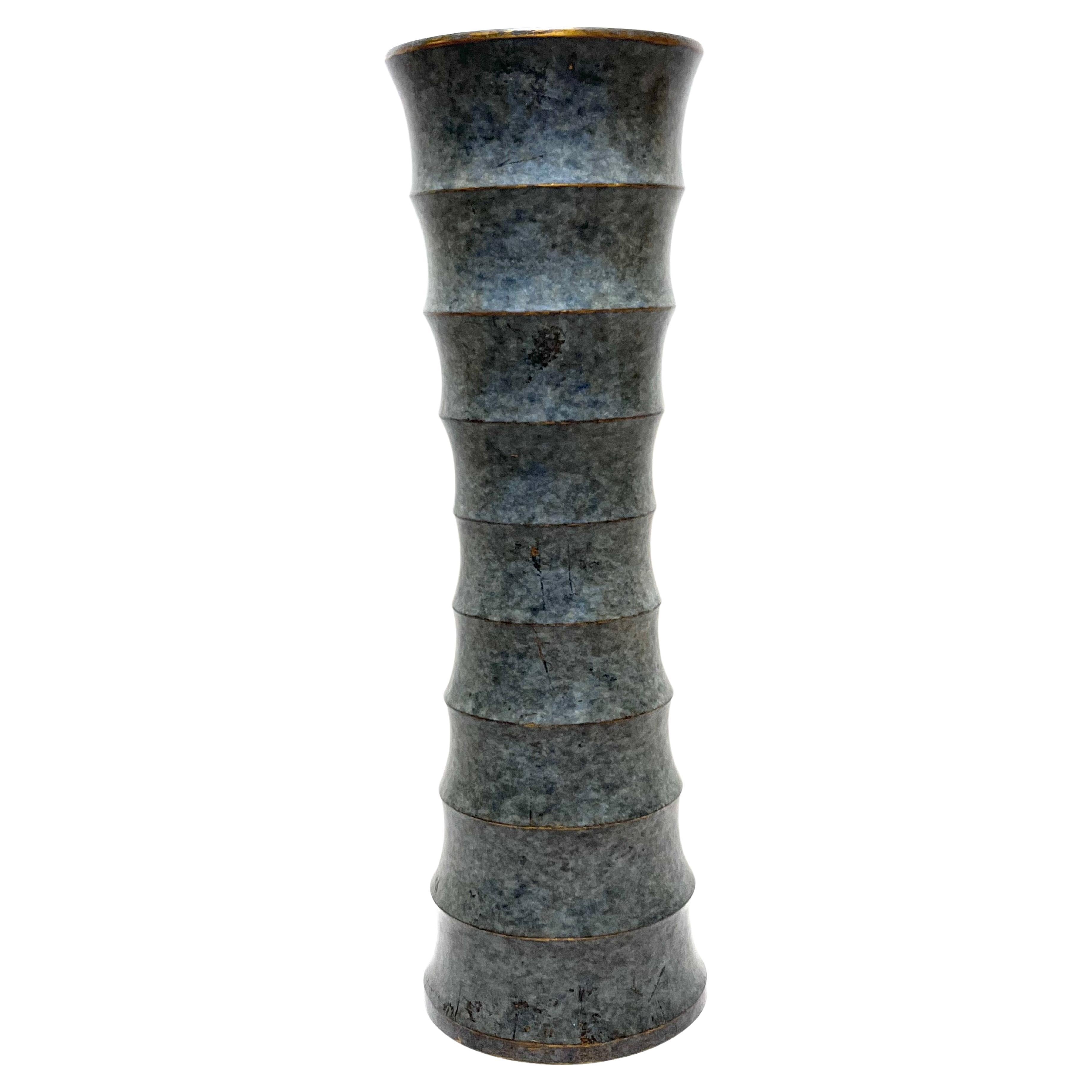 Vintage Bronze Vase Brancusi Inspired Organic Modern Architectural Detail Finish