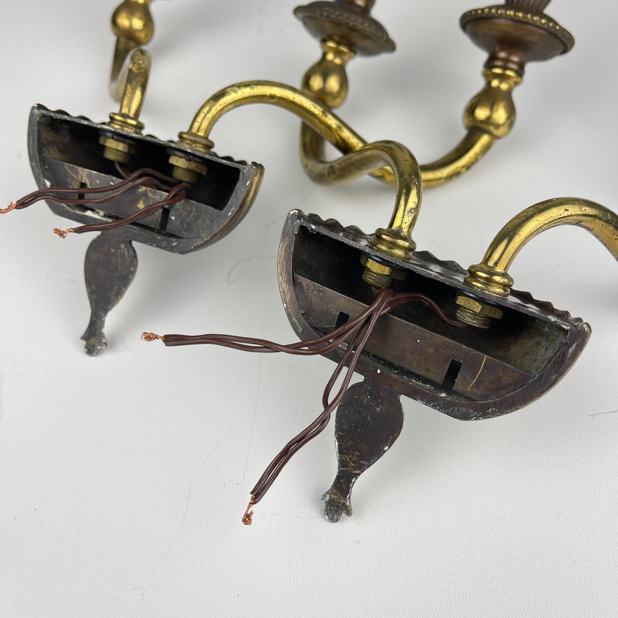 Vintage bronze wall lamps, Italy 1950s, Set of 2 For Sale 4