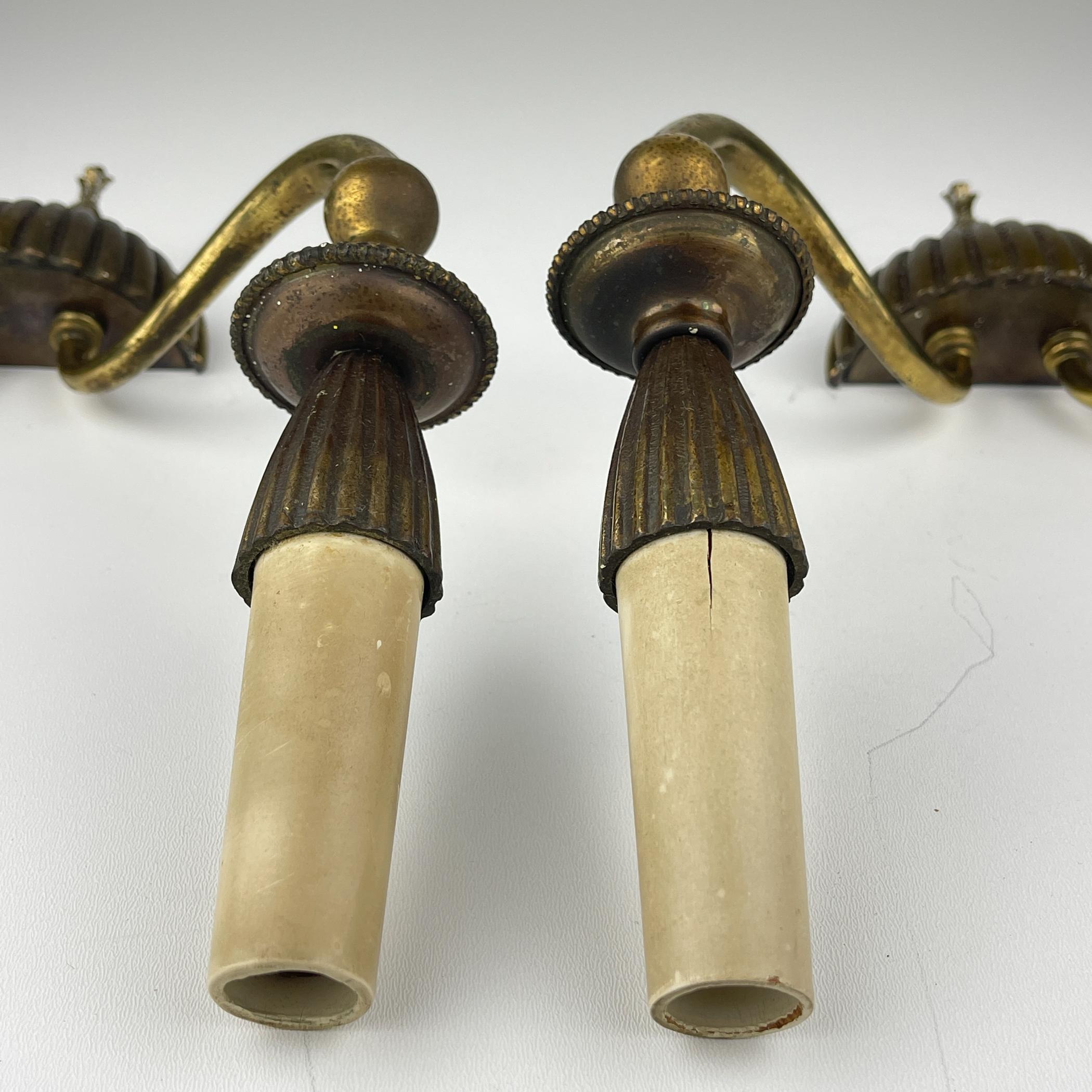 Vintage bronze wall lamps, Italy 1950s, Set of 2 For Sale 6