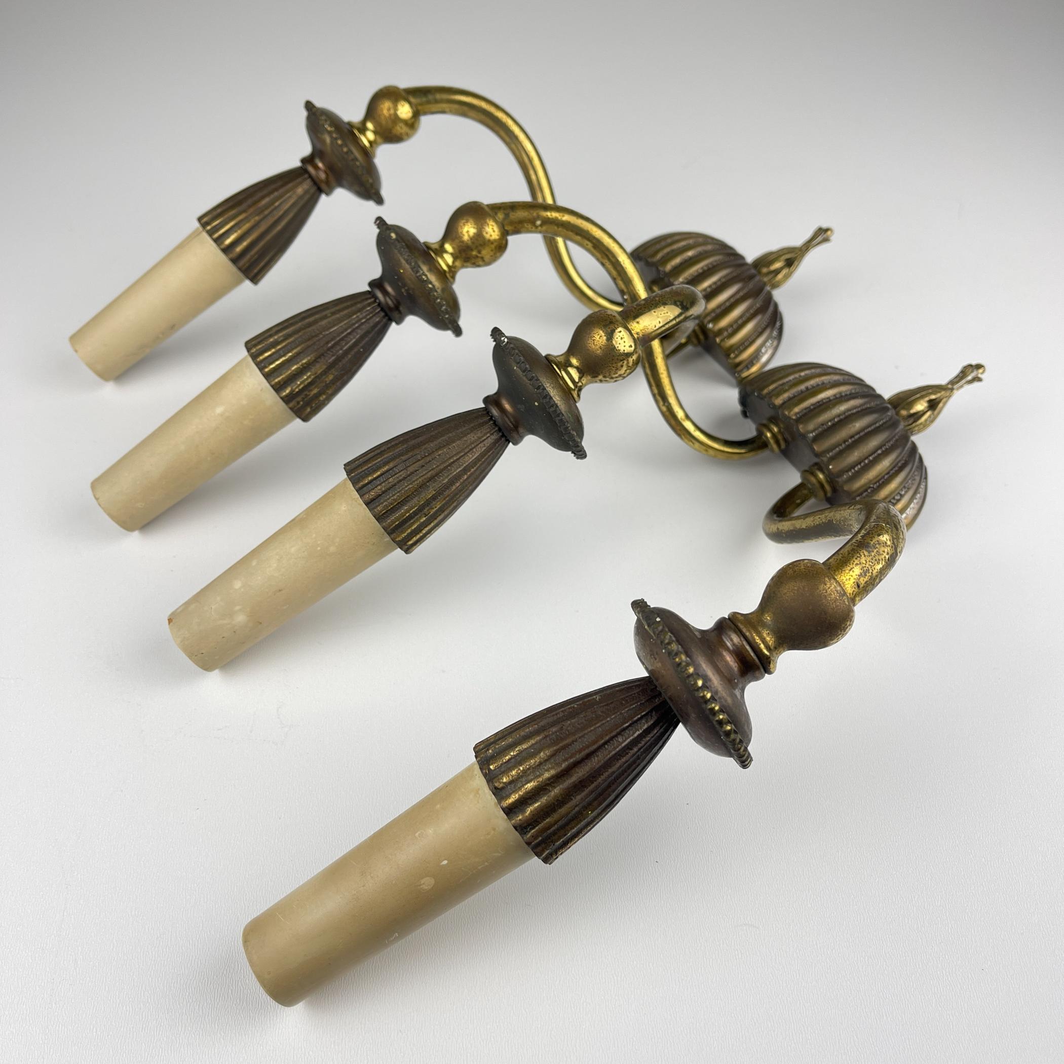Italian Vintage bronze wall lamps, Italy 1950s, Set of 2 For Sale