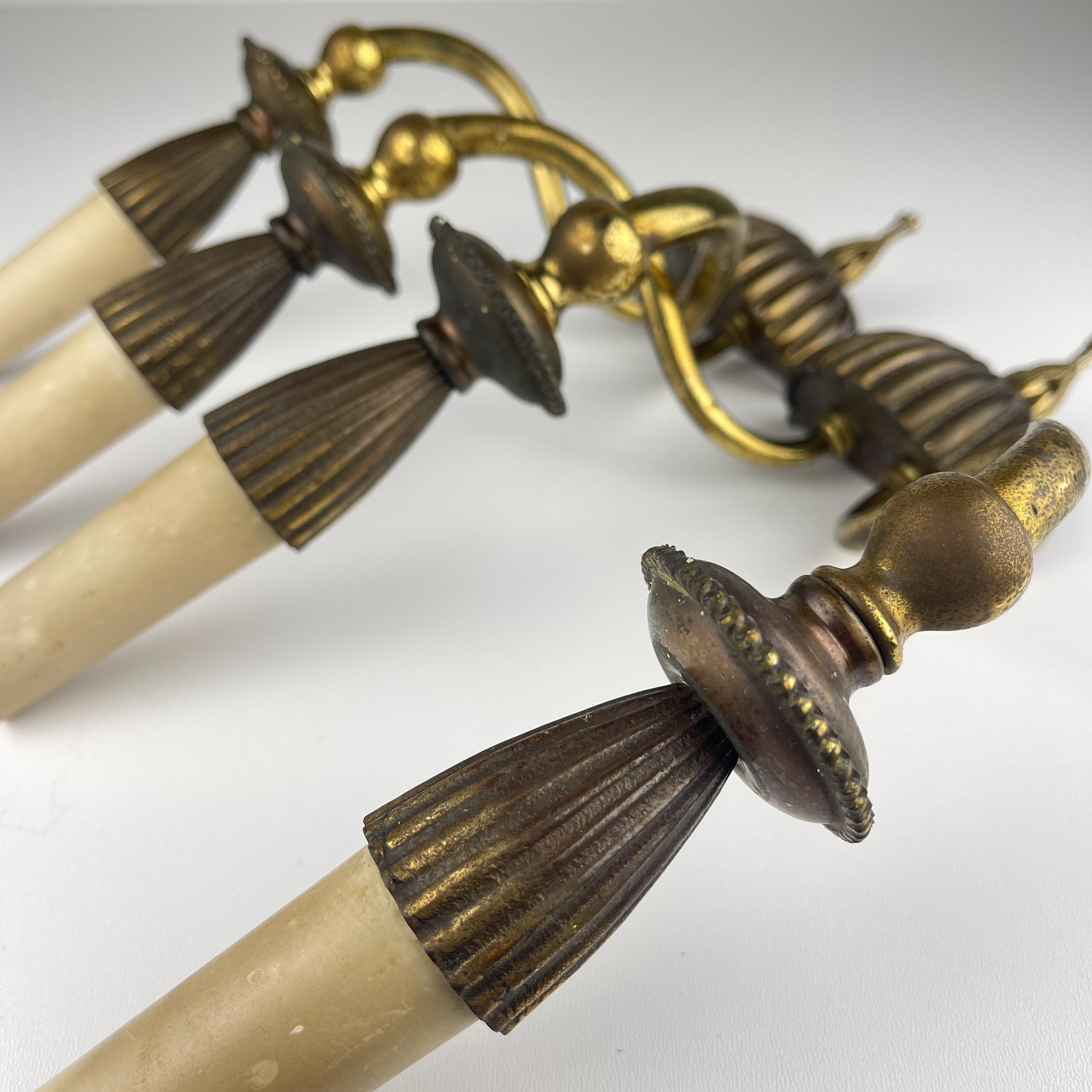 Vintage bronze wall lamps, Italy 1950s, Set of 2 In Good Condition For Sale In Miklavž Pri Taboru, SI