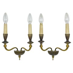 Vintage bronze wall lamps, Italy 1950s, Set of 2