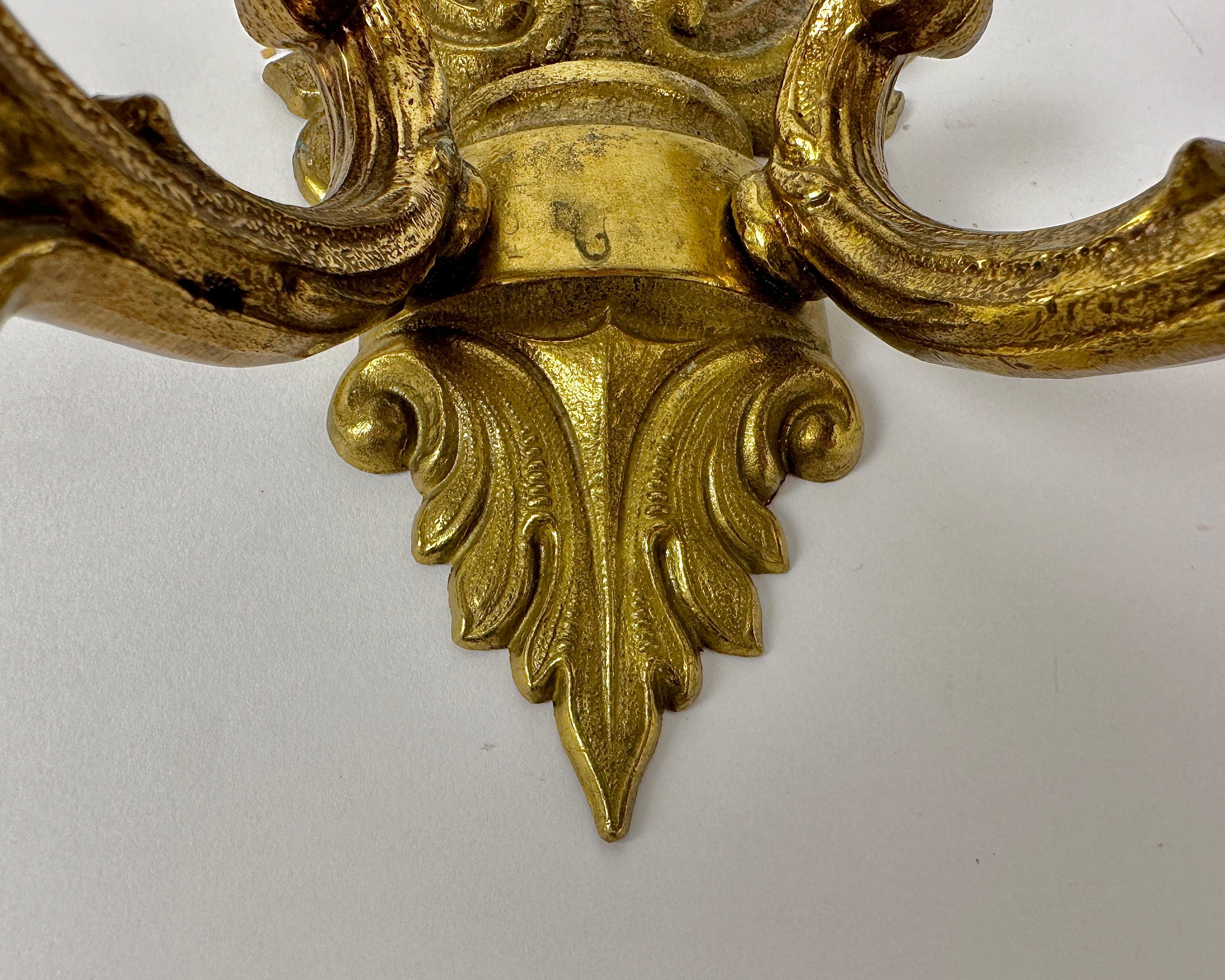 Vintage Bronze Wall Sconces Double Armed Lighting Lamp In Candelabra Style For Sale 1