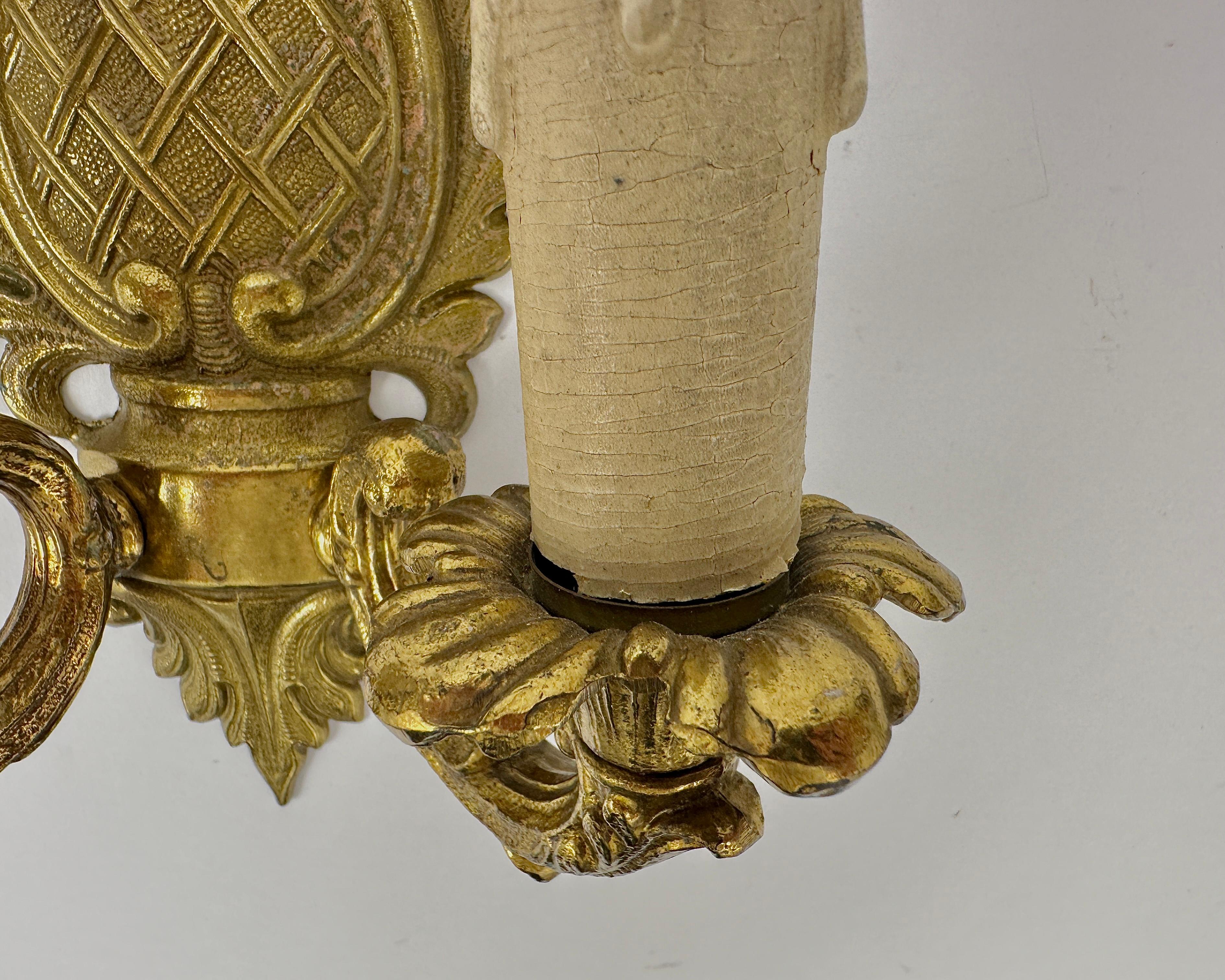 Vintage Bronze Wall Sconces Double Armed Lighting Lamp In Candelabra Style For Sale 2