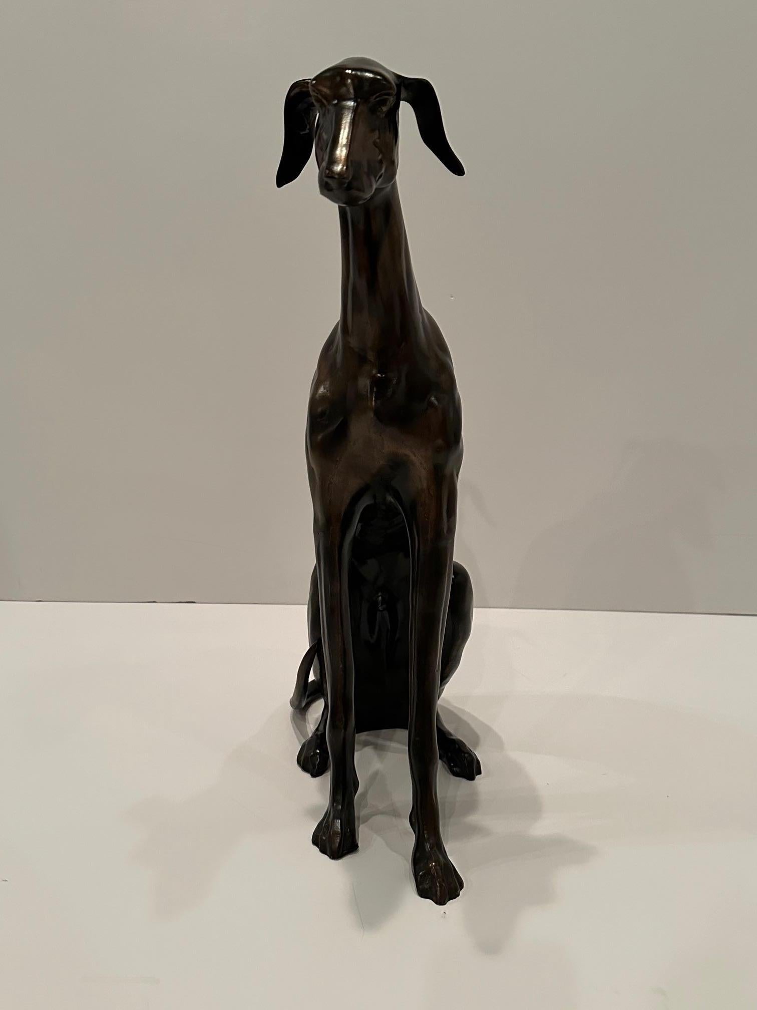 Bronzo Scultura di cane Whippet in bronzo vintage in vendita
