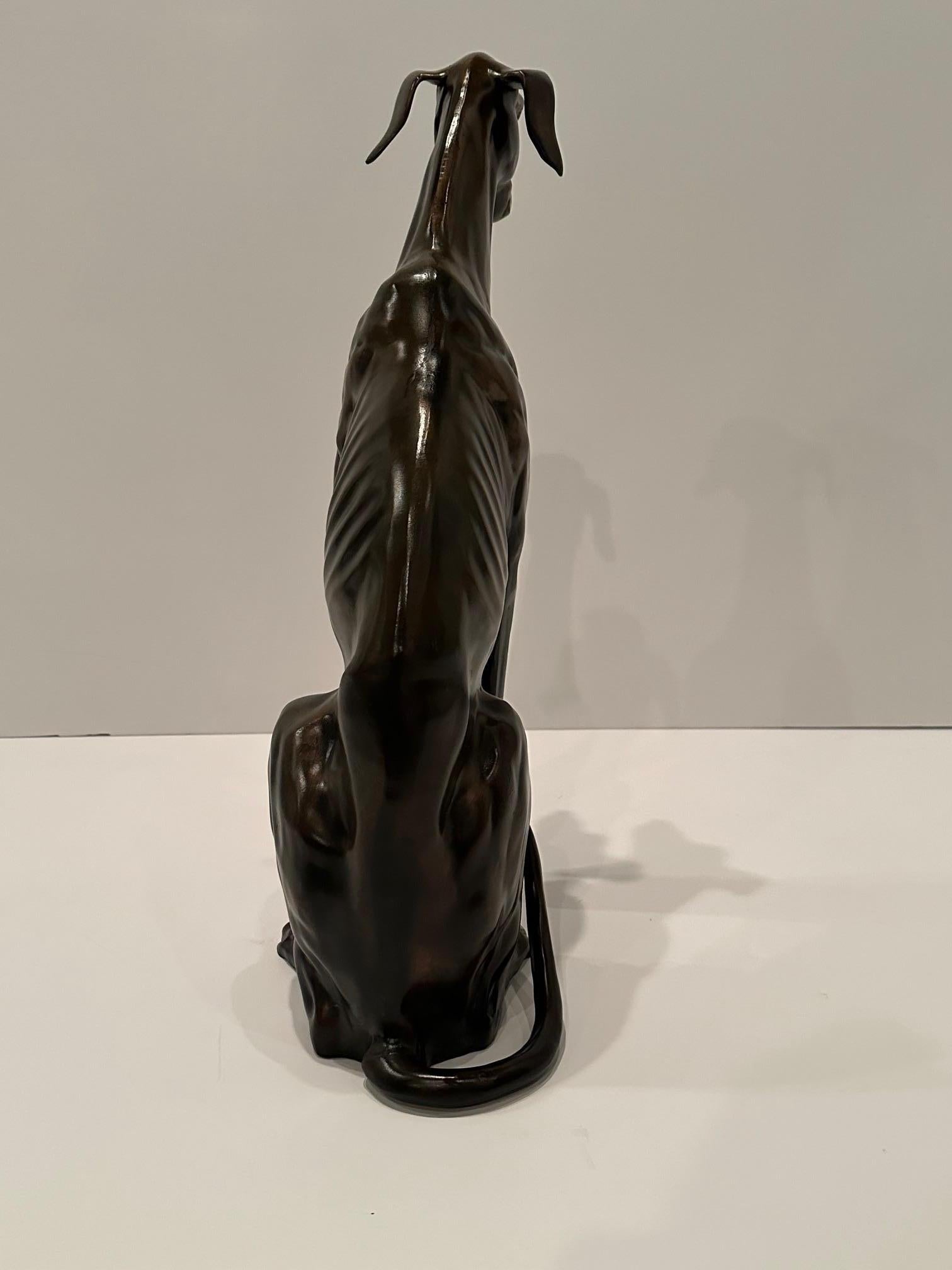 Scultura di cane Whippet in bronzo vintage in vendita 1
