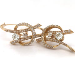 Conjunto de broche y pulsera vintage, diamantes talla antigua de 6,8 ct, conjunto de joyas de oro de 18 quilates