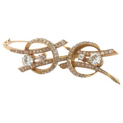 Conjunto de broche y pulsera vintage, diamantes talla antigua de 6,8 ct, conjunto de joyas de oro de 18 quilates