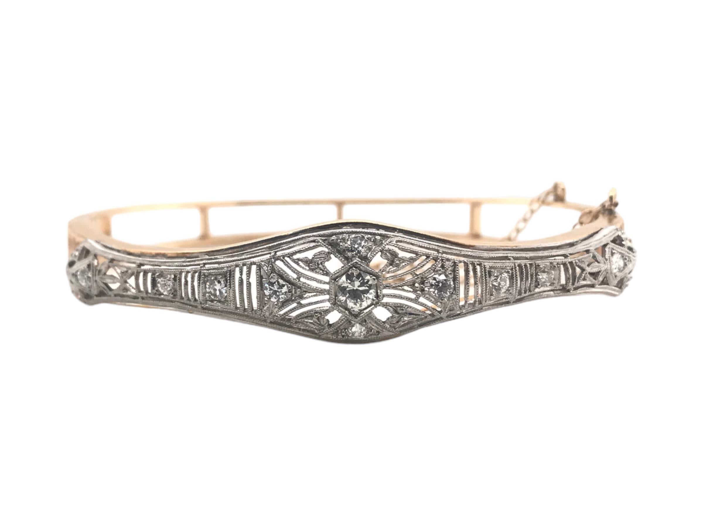Round Cut Vintage Brooch Conversion Bangle Braclet